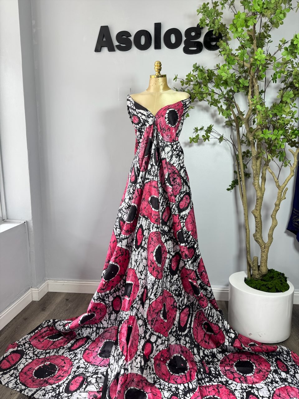 Pink Circle Adire Brocade
