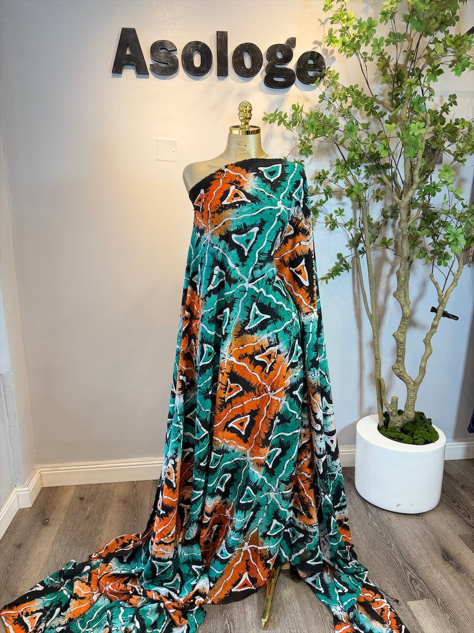 Teal Angled Adire Cotton