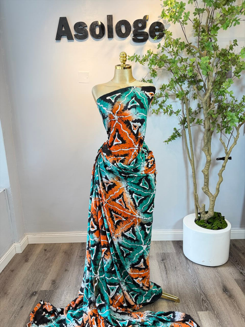 Teal Angled Adire Cotton