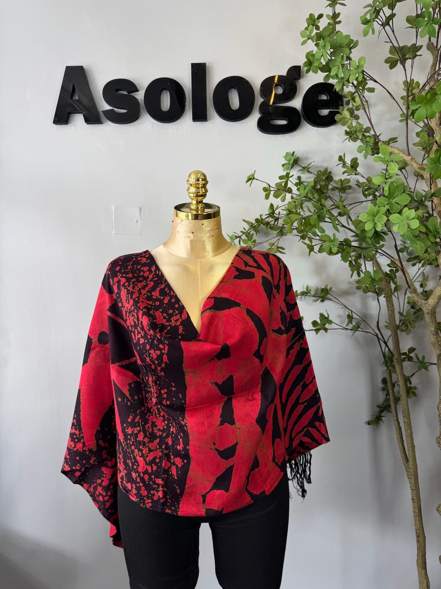 Red Adire Scarf 101