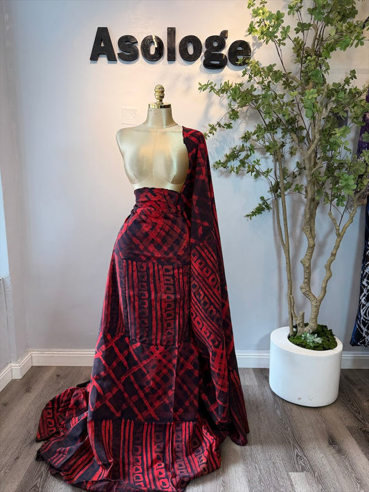 The Lady Red Adire Chiffon