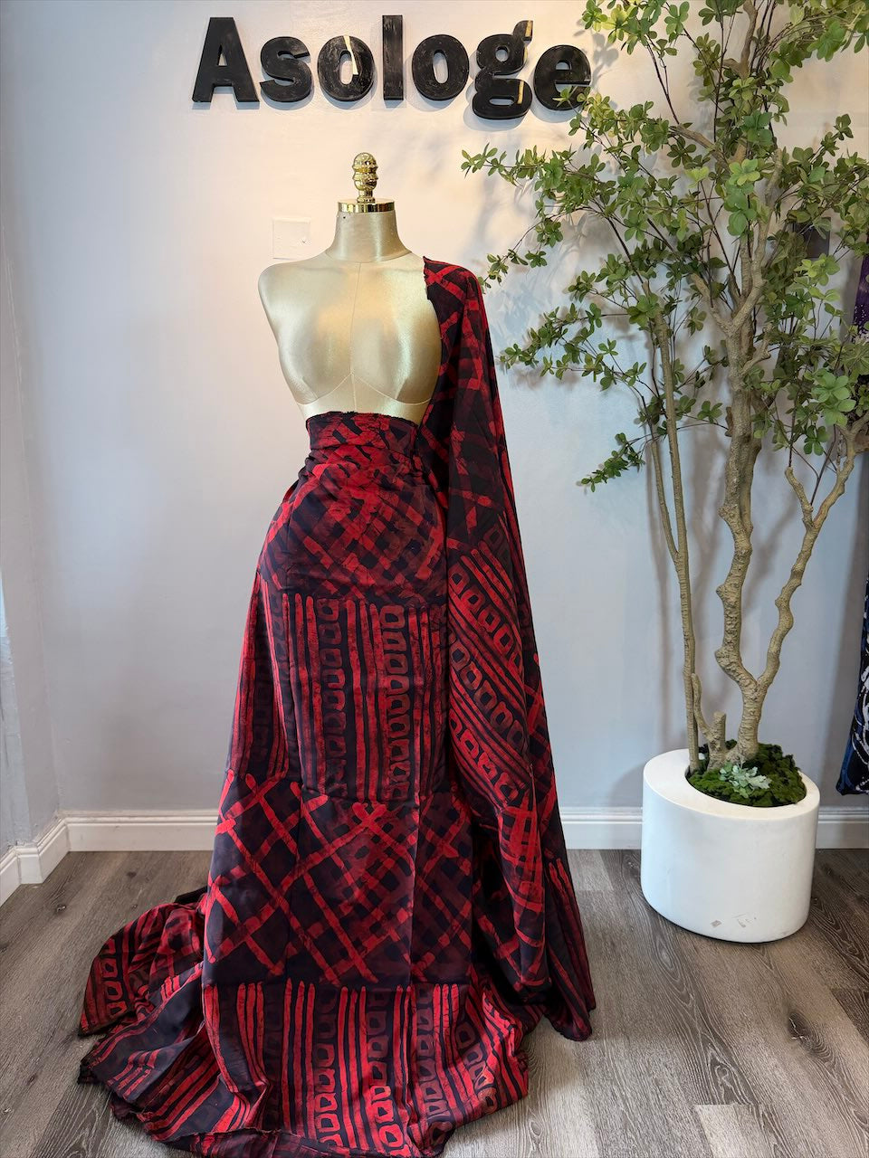 The Lady Red Adire Chiffon