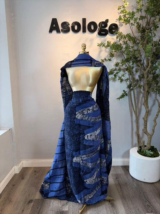 Blue Side Blocks Chiffon