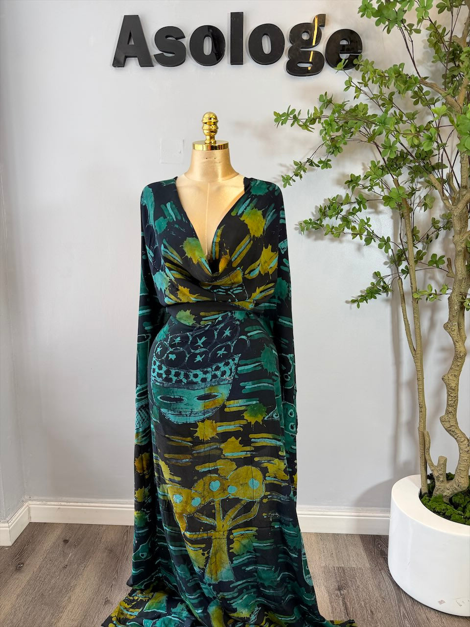 Forest Green Adire Crepe