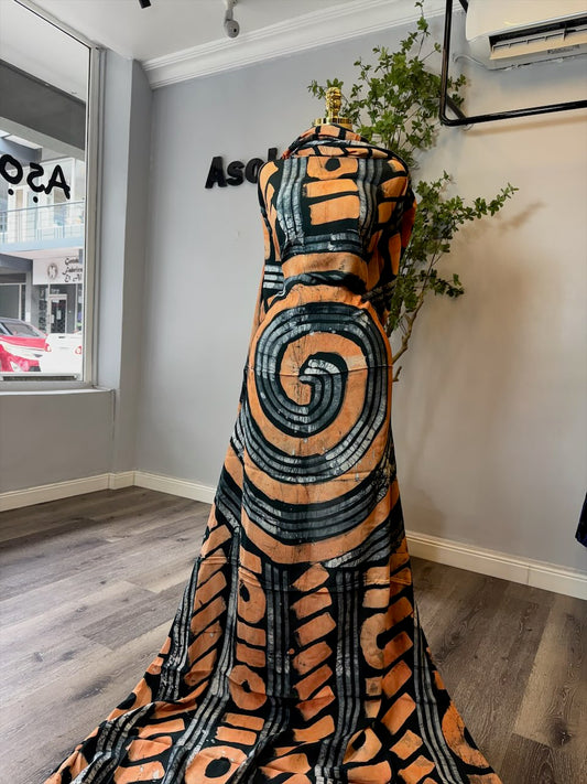 Light Orange Adire Chiffon