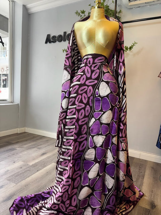 Purple Pods Adire Chiffon