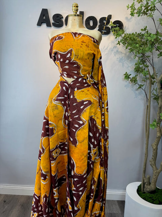 mustard yellow batik brocade