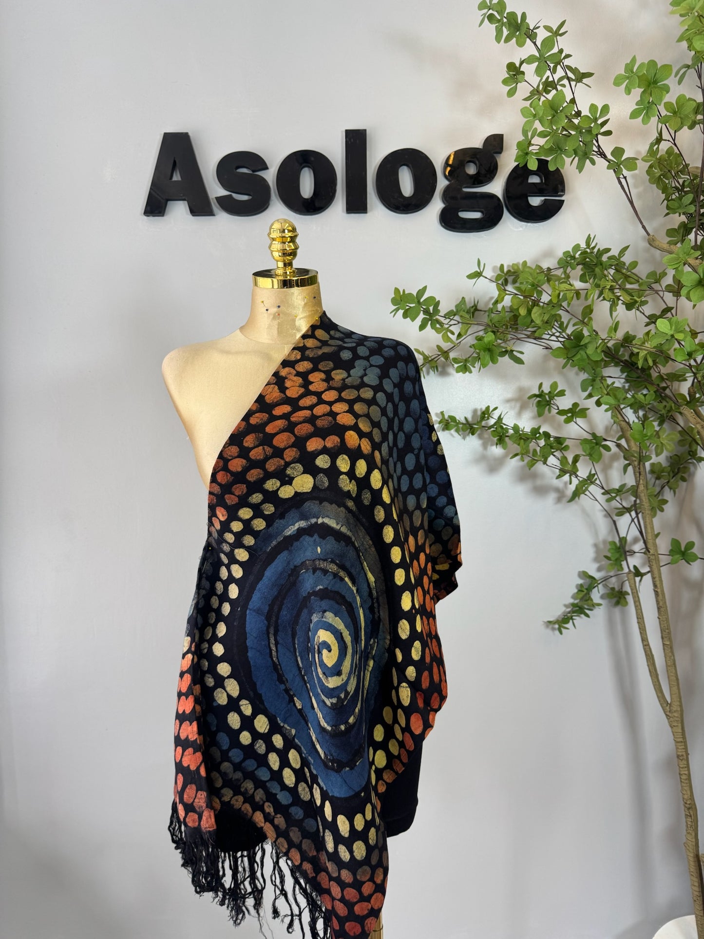 Blue Adire batik scarf - hand dyed by Aologe