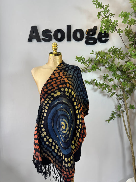 Blue Adire batik scarf - hand dyed by Aologe